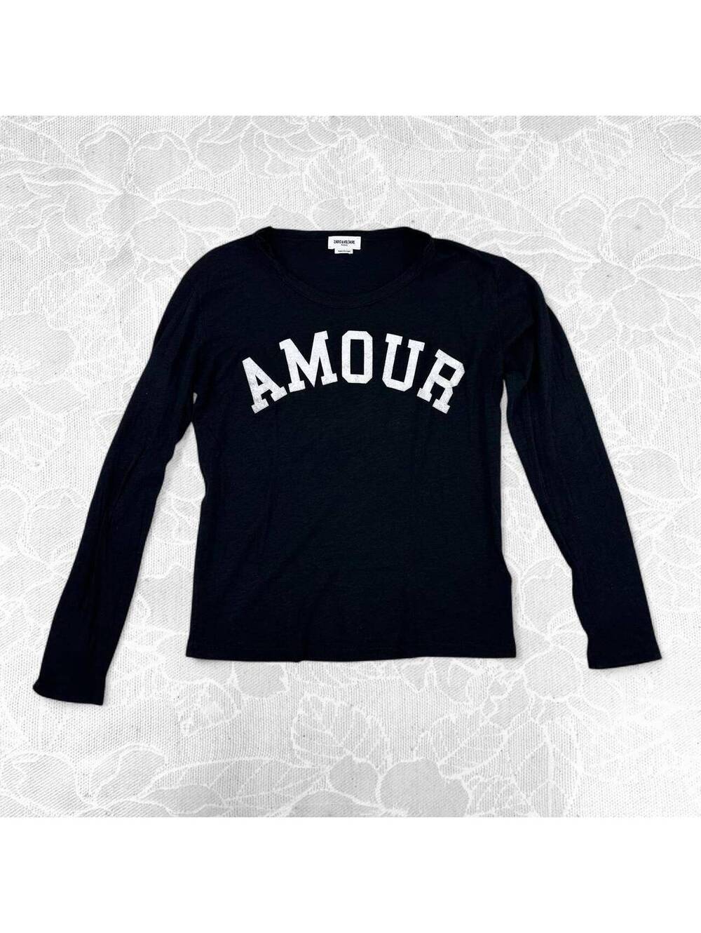 Zadig & Voltaire Willy Amour Flock Black Long Sleeve Shirt - Small